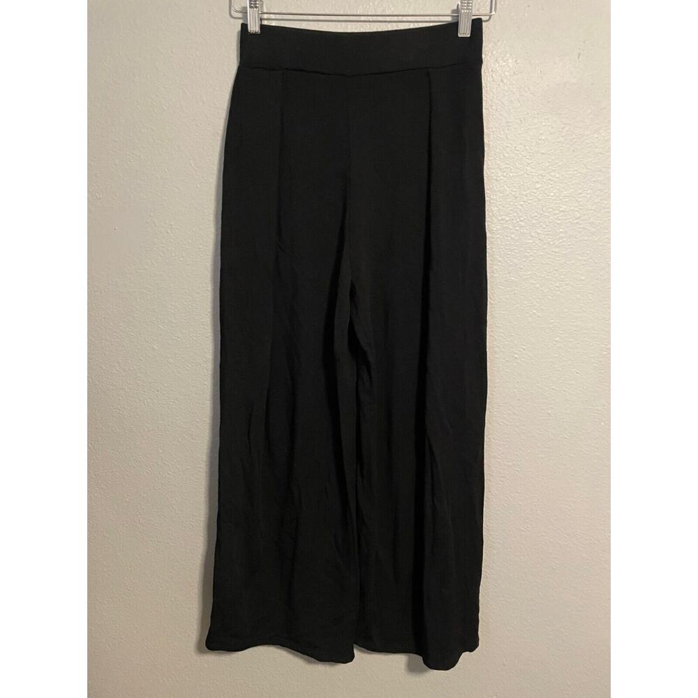 Corinne Collection Women Pants XS Black Wide Leg Pleat Stretch Pull On Lagenlook